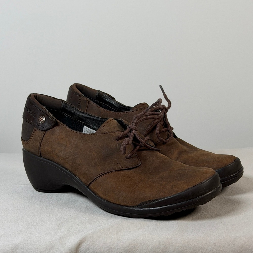 Merrell Veranda Cloudy Butter Rum Nubuck Leather Wedge Shoes J42490 Womens 7.5